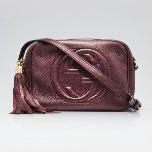 Gucci Purple Metallic Leather Soho Disco Shoulder Bag